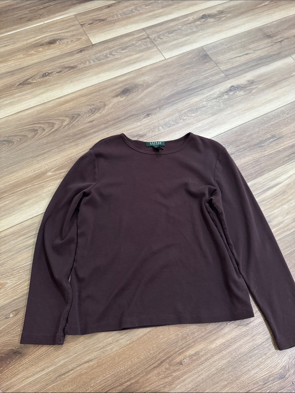 Ralph Lauren Brown 100% cotton  Long Sleeve Crewneck Top